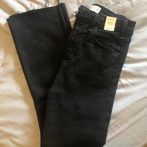 Black high rise ankle flare jean